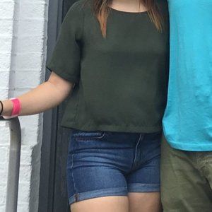 Round Neck Green Crop Top Size Small